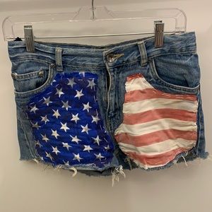 American Flag Jean Shorts